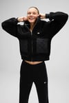 Logolu Regular Fit Dik Yaka Polar Kadın Mont EF525-BK SİYAH