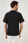 Logolu Relaxed Fit Bisiklet Yaka % 100 Pamuk Erkek T Shirt A2082-0030 SİYAH