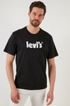 Logolu Relaxed Fit Bisiklet Yaka % 100 Pamuk Erkek T Shirt A2082-0030 SİYAH
