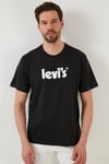 Logolu Relaxed Fit Bisiklet Yaka % 100 Pamuk Erkek T Shirt A2082-0030 SİYAH