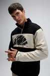 Logolu Renk Bloklu Regular Fit Yarım Fermuarlı Dik Yaka Erkek Sweat EM519-BK SİYAH