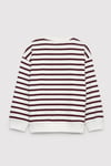 Loose Fit Bisiklet Yaka Çizgili Logolu Erkek Çocuk Sweat 6S20067-A6605 BEYAZ-BORDO