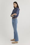 Loose Fit Çizgili Uzun Kollu Kadın Gömlek 1210683-80736 LACİVERT