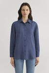 Loose Fit Çizgili Uzun Kollu Kadın Gömlek 1210683-80736 LACİVERT