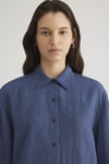 Loose Fit Çizgili Uzun Kollu Kadın Gömlek 1210683-80736 LACİVERT