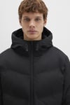 Loose Fit Kapüşonlu Yaka Su İtici Şişme Erkek Mont 0110651-71379 SİYAH