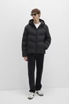Loose Fit Kapüşonlu Yaka Su İtici Şişme Erkek Mont 0110651-71379 SİYAH