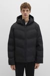 Loose Fit Kapüşonlu Yaka Su İtici Şişme Erkek Mont 0110651-71379 SİYAH
