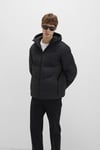 Loose Fit Kapüşonlu Yaka Su İtici Şişme Erkek Mont 0110651-71379 SİYAH