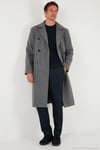 Loose Fit Kruvaze Yaka Uzun Astarlı Kaşe Erkek Kaban 681003 GRİ