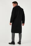Loose Fit Kruvaze Yaka Uzun Astarlı Kaşe Erkek Kaban 681003 SİYAH