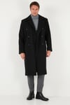 Loose Fit Kruvaze Yaka Uzun Astarlı Kaşe Erkek Kaban 681003 SİYAH