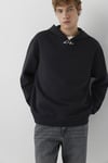 Loose Fit Pamuklu Kapüşonlu Yaka Erkek Sweat 0S20144-82908 SİYAH
