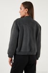 Loose Fit Sıfır Yaka Çıtçıtlı Kaşe Kısa Kadın Mont 6810178 ANTRASİT