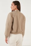 Loose Fit Sıfır Yaka Çıtçıtlı Kaşe Kısa Kadın Mont 6810178 BEJ