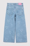 Lory Kalpli Pamuklu Wide Leg Normal Bel Geniş Paça Jeans Kız Çocuk Kot Pantolon 7010036-89486 AÇIK MAVİ