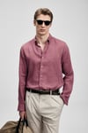 Lufian % 100 Keten Regular Fit Uzun Kollu Erkek Gömlek 111010654 GÜL KURUSU