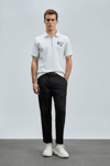 Lufian Baskılı % 100 Pamuk Slim Fit Yarım Fermuarlı Erkek Polo Yaka T Shirt 111040224 KIRIK BEYAZ
