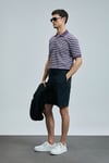 Lufian Çizgili Pamuklu Regular Fit Düğmeli Erkek Polo Yaka T Shirt 111040227 MÜRDÜM
