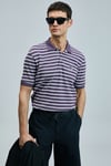 Lufian Çizgili Pamuklu Regular Fit Düğmeli Erkek Polo Yaka T Shirt 111040227 MÜRDÜM