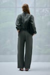Lufian Comfort Fit Klasik Yaka Uzun Kollu Keten Kadın Gömlek 121010016 HAKİ