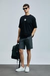Lufian Helix Pamuklu Logolu Comfort Fit Bisiklet Yaka Erkek T Shirt 111020245 SİYAH