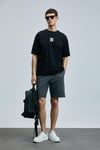 Lufian Helix Pamuklu Logolu Comfort Fit Bisiklet Yaka Erkek T Shirt 111020245 SİYAH