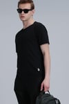 Lufian Junya Bisiklet Yaka % 100 Pamuk Regular Fit Erkek T Shirt 111020203 SİYAH