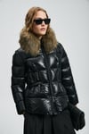 Lufian Kapitoneli Relaxed Fit Tüylü Yaka Bayan Mont 122120042 SİYAH