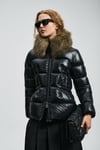 Lufian Kapitoneli Relaxed Fit Tüylü Yaka Bayan Mont 122120042 SİYAH