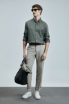 Lufian Keten ve Pamuk Karışımlı Slim Fit Normal Bel Düz Paça Chino Erkek Pantolon 111190352 BEJ