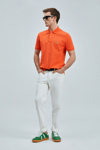 Lufian Laon % 100 Pamuk Comfort Fit Düğmeli Erkek Polo Yaka T Shirt 111040206 TURUNCU