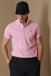Lufian Laon Spor % 100 Pamuklu Örme Düğmeli Erkek Polo T Shirt 111040091 PEMBE