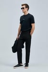Lufian Logolu Pamuk Karışımlı Regular Fit Bisiklet Yaka Erkek T Shirt 111020235 SİYAH