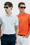 Lufian Logolu Pamuklu Comfort Fit Düğmeli Polo Yaka 2'li Erkek T Shirt 111040206S2 BEYAZ-TURUNCU
