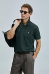 Lufian Logolu Pamuklu Comfort Fit Düğmeli Polo Yaka 2'li Erkek T Shirt 111040206S2 Haki-Antrasit