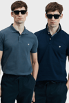Lufian Logolu Pamuklu Comfort Fit Düğmeli Polo Yaka 2'li Erkek T Shirt 111040206S2 LACİVERT-ANTRASİT
