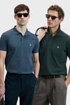 Lufian Logolu Pamuklu Comfort Fit Düğmeli Polo Yaka 2'li Erkek T Shirt 111040206S2 Haki-Antrasit
