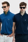 Lufian Logolu Pamuklu Comfort Fit Düğmeli Polo Yaka 2'li Erkek T Shirt 111040206S2 Lacivert-Açık Lacivert