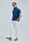 Lufian Logolu Pamuklu Comfort Fit Düğmeli Polo Yaka 2'li Erkek T Shirt 111040206S2 Açık Lacivert-Antrasit