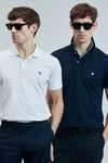 Lufian Logolu Pamuklu Comfort Fit Düğmeli Polo Yaka 2'li Erkek T Shirt 111040206S2 BEYAZ-LACİVERT