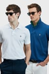 Lufian Logolu Pamuklu Comfort Fit Düğmeli Polo Yaka 2'li Erkek T Shirt 111040206S2 Beyaz-Açık Lacivert