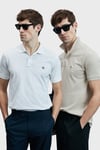 Lufian Logolu Pamuklu Comfort Fit Düğmeli Polo Yaka 2'li Erkek T Shirt 111040206S2 Beyaz-Ekru