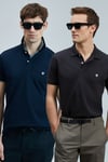 Lufian Logolu Pamuklu Comfort Fit Düğmeli Polo Yaka 2'li Erkek T Shirt 111040206S2 SİYAH-LACİVERT