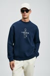 Lufian Logolu Pamuklu Regular Fit Bisiklet Yaka Erkek Sweat 112030175 LACİVERT