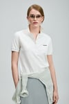 Lufian Logolu Pamuklu Relaxed Fit Düğmeli Kadın Polo Yaka T Shirt 121040002 BEYAZ