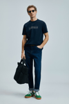 Lufian Logolu Streç Pamuklu Regular Fit Bisiklet Yaka Erkek T Shirt 111020240 LACİVERT