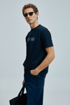 Lufian Logolu Streç Pamuklu Regular Fit Bisiklet Yaka Erkek T Shirt 111020240 LACİVERT
