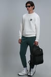 Lufian Owen Bisiklet Yaka Pamuklu Regular Fit Örme Erkek Sweat 112030114 KIRIK BEYAZ