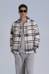 Lufian Pamuk Karışımlı Basic Slim Fit Ekose Fera Erkek Gömlek 112010659 GRİ